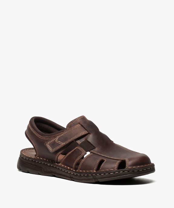 Sandales homme dessus cuir à bout fermé vue2 - GEMO (CASUAL) - GEMO