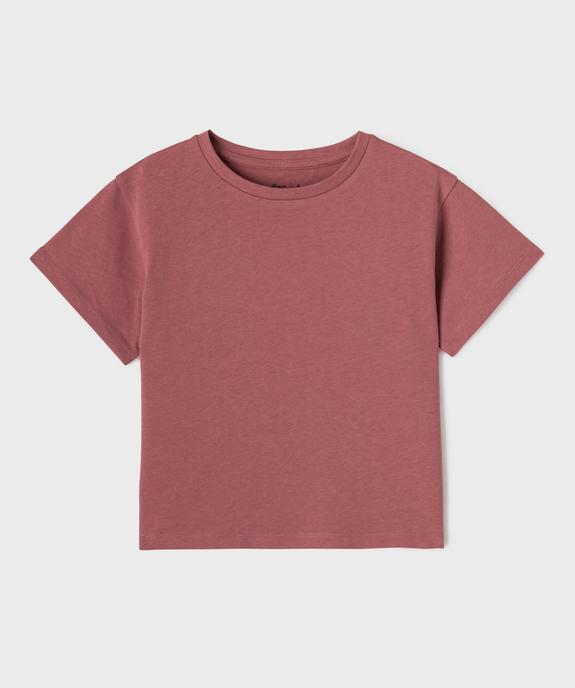 Tee-shirt manches courtes uni en coton épais fille vue1 - GEMO (ENFANT) - GEMO
