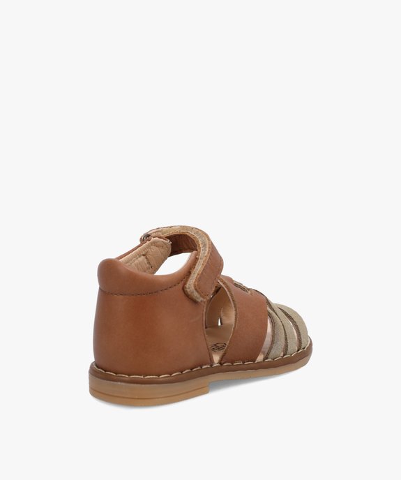 Sandales bébé fille en cuir à brides croisées  vue4 - GEMO(BEBE DEBT) - GEMO