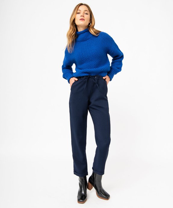 Pantalon en toile coupe ample avec taille élastique femme vue5 - GEMO(FEMME PAP) - GEMO