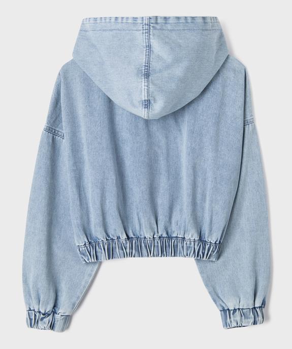 Veste en jean à capuche fermeture zippée fille vue3 - GEMO (JUNIOR) - GEMO