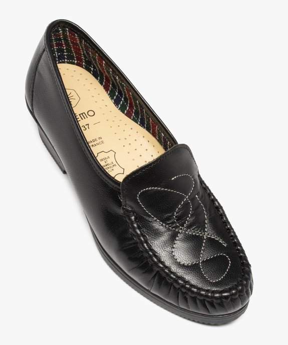 Mocassins confort femme à talon dessus cuir brodé vue5 - GEMO (CONFORT) - GEMO