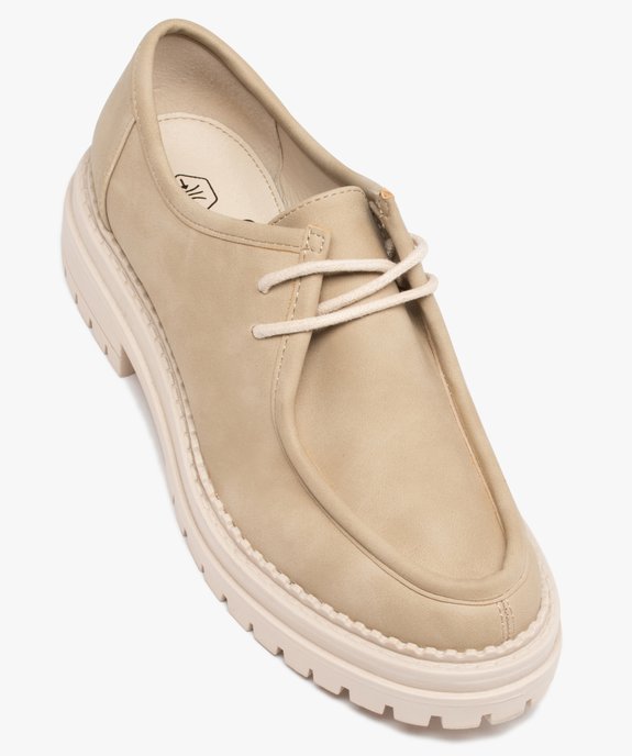 Derbies femme unis à lacets et semelle crantée vue5 - GEMO (CASUAL) - GEMO