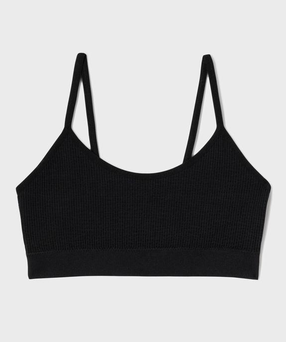Brassière à fines bretelles en maille côtelée fille vue1 - GEMO 4G FILLE - GEMO