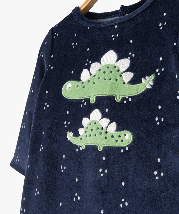 Pyjama bébé en velours imprimé dino avec ouverture pont-dos vue2 - GEMO(BB COUCHE) - GEMO