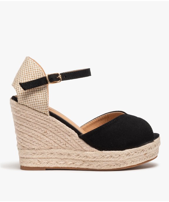 Sandales femme compensées en corde dessus satin uni vue1 - SANS MARQUE - GEMO