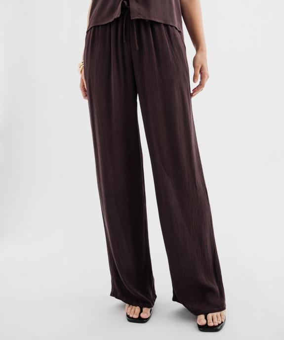 Pantalon large en viscose froissée femme vue1 - GEMO 4G FEMME - GEMO