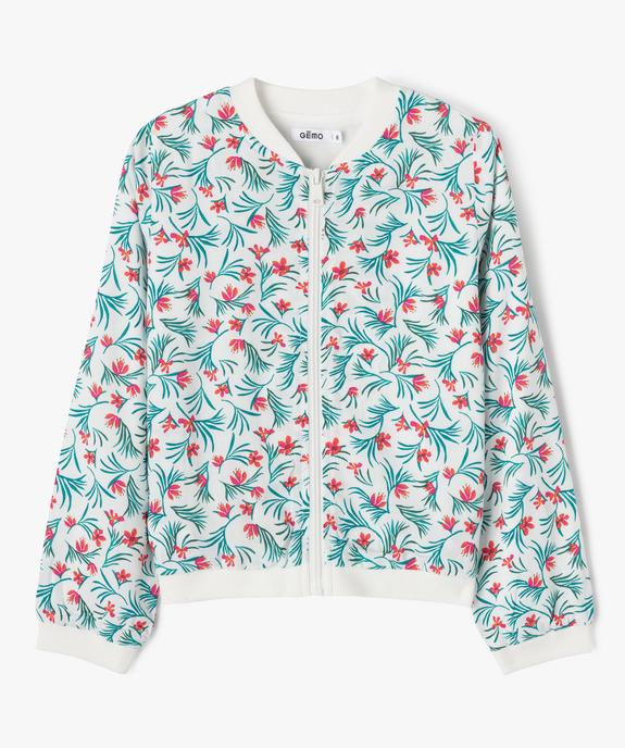 Veste zippée en viscose à motifs fleuris fille vue1 - GEMO 4G FILLE - GEMO