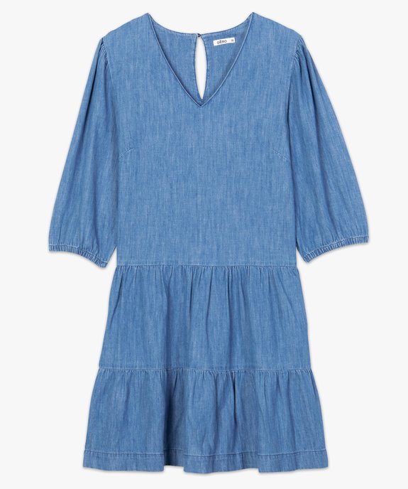 Robe femme en jean à manches longues vue4 - GEMO(FEMME PAP) - GEMO