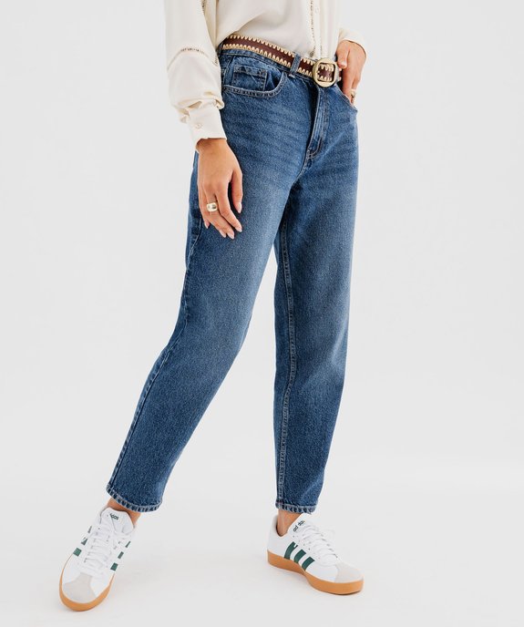 Jean mom femme avec ceinture fantaisie vue1 - GEMO 4G FEMME - GEMO