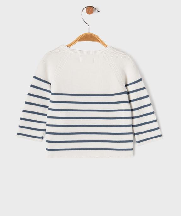 Pull brassière rayé avec fermeture sur le côté bébé vue3 - GEMO(BB COUCHE) - GEMO