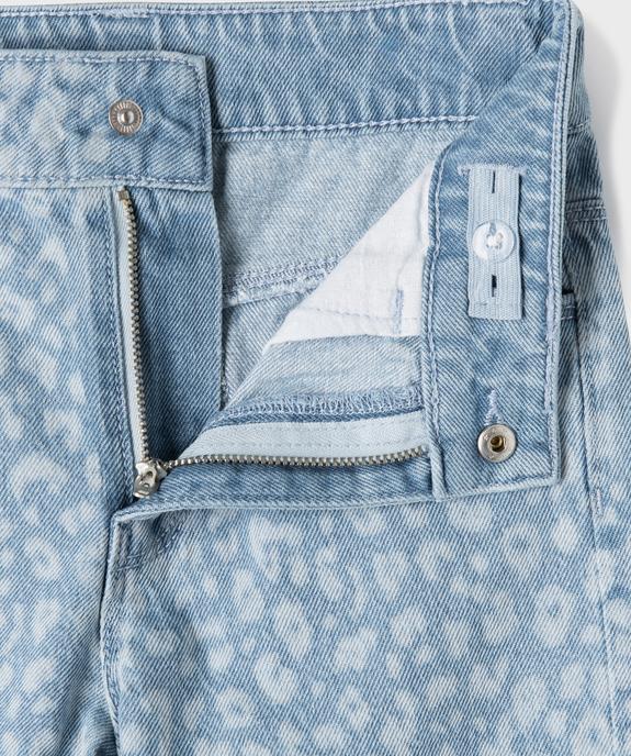 Jean straight à taille réglable en denim à motifs fille vue3 - GEMO (ENFANT) - GEMO