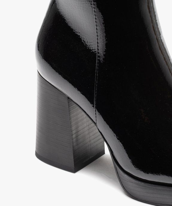 Boots femme vernies à talon haut avec bout carré  vue6 - GEMO(URBAIN) - GEMO