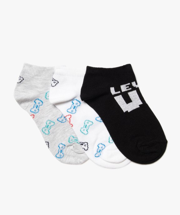 Chaussettes garçon ultra courtes avec motifs jeu vidéo (lot de 3) vue1 - GEMO (ENFANT) - GEMO