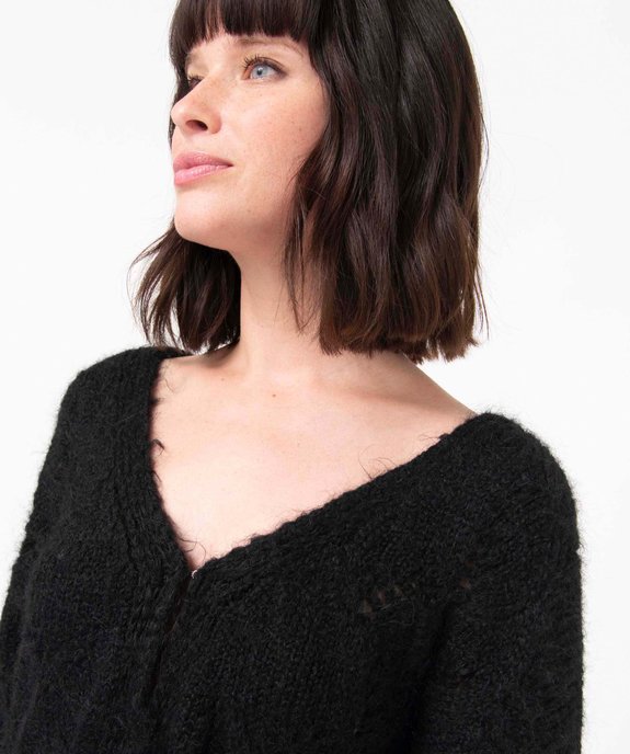 Gilet femme en maille fantaisie ajourée vue2 - GEMO(FEMME PAP) - GEMO