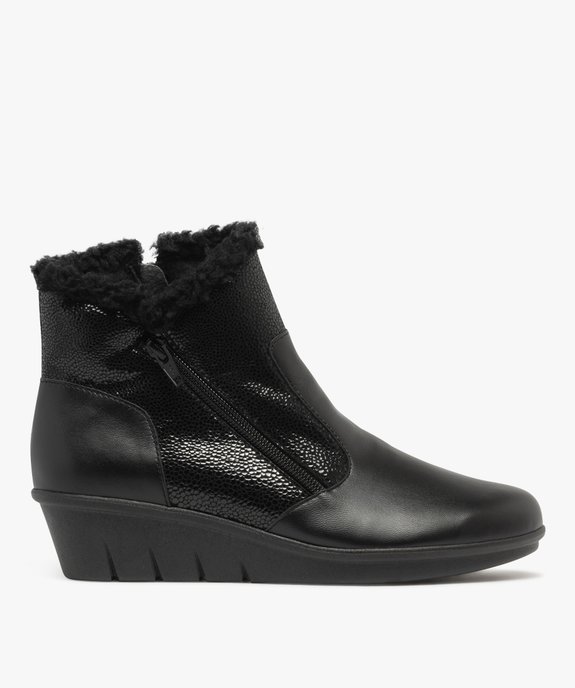 Boots fourrés confortables à talon compensé et à double zip femme  vue1 - G'FLEX - GEMO