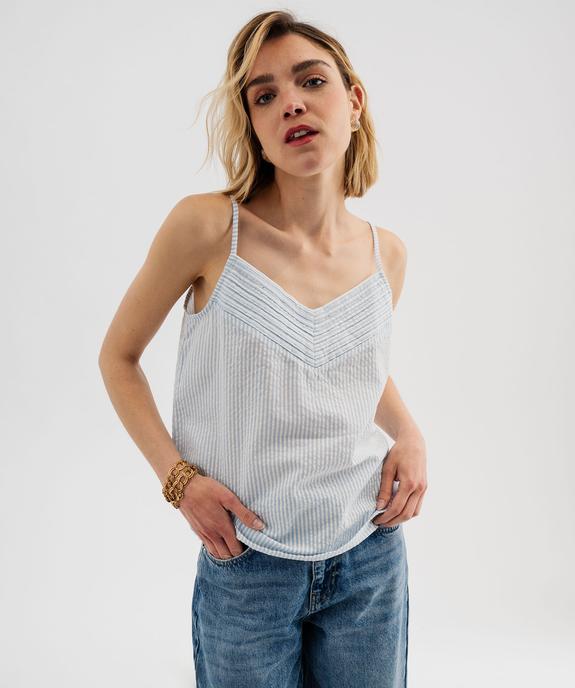 Débardeur à fines bretelles en seersucker femme vue2 - GEMO(FEMME PAP) - GEMO