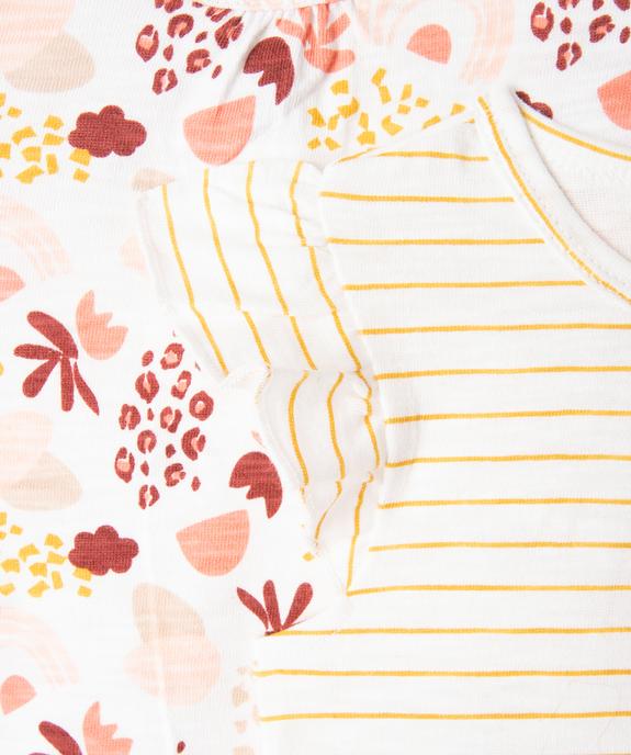 Combishort avec volants aux emmanchures bébé fille (lot de 3) vue4 - GEMO(BB COUCHE) - GEMO