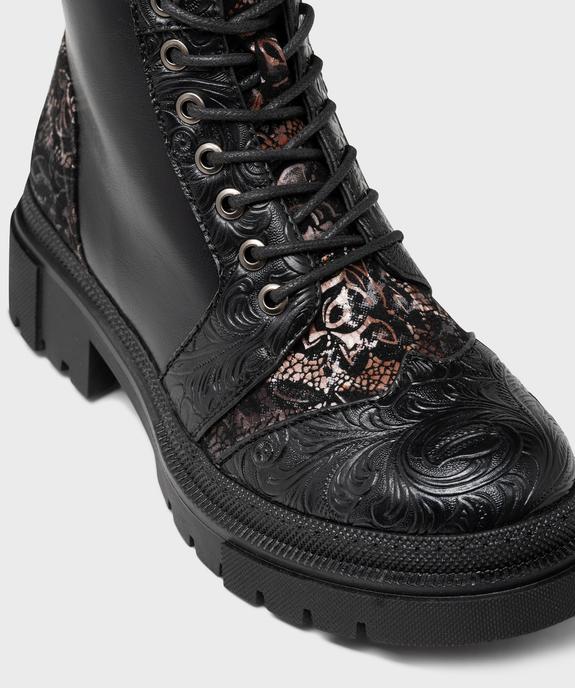 Boots avec empiècements texturés sur semelle crantée femme - Emilia Rosa - EMILIA ROSA Boots avec empiècements texturés sur semelle crantée femme - Emilia Rosa vue6 - EMILIA ROSA - GEMO