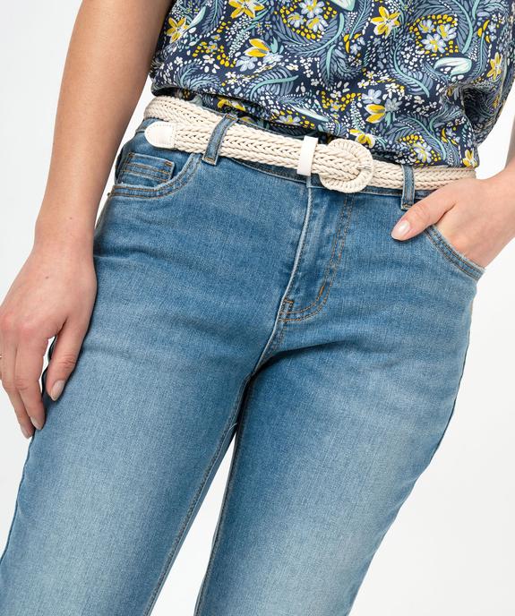 Jean Slim longueur 7/8ème avec ceinture tressée femme vue2 - GEMO 4G FEMME - GEMO