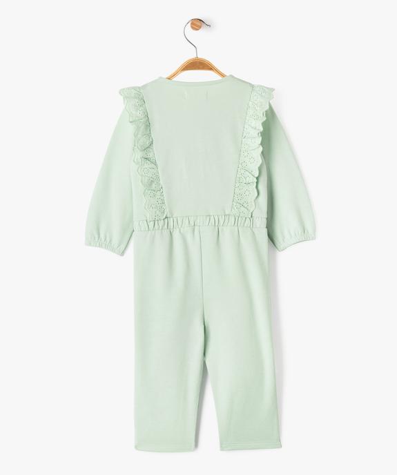 Combinaison pantalon en maille avec volants brodés bébé fille vue3 - GEMO 4G BEBE - GEMO