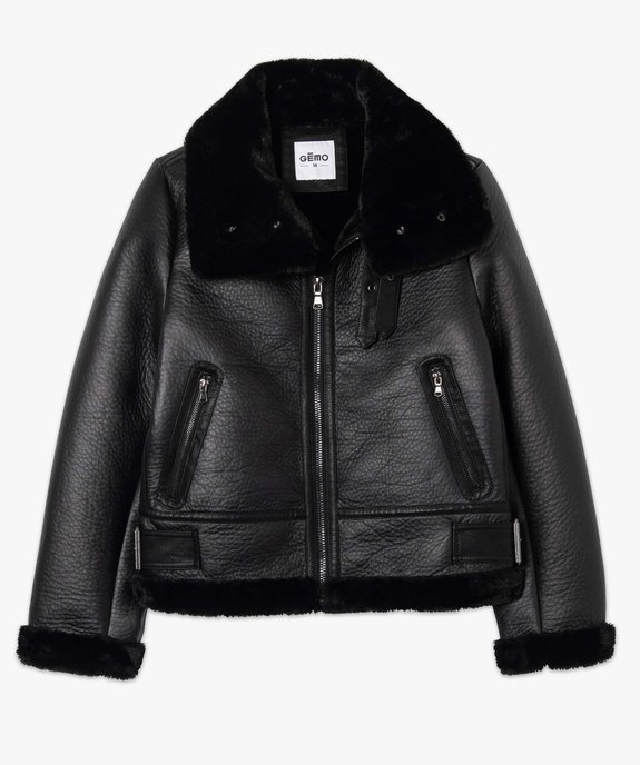 Blouson bombardier femme esprit biker avec doublure en maille peluche vue4 - GEMO(FEMME PAP) - GEMO