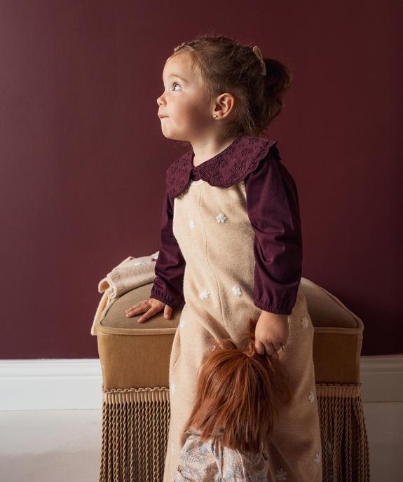 Combinaison en maille avec motifs fleuris brodés bébé fille vue1 - GEMO 4G BEBE - GEMO