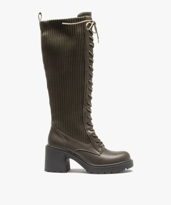  Bottes femme unies à lacets et tige en maille vue2 - GEMO(URBAIN) - GEMO