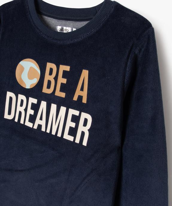 Pyjama en velours avec pantalon rayé garçon - GEMO (ENFANT) Pyjama en velours avec pantalon rayé garçon vue2 - GEMO (ENFANT) - GEMO