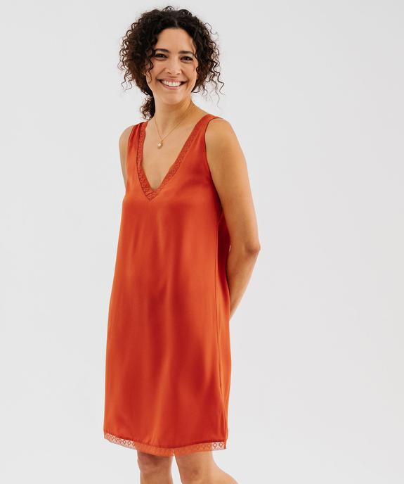 Nuisette en satin avec finitions dentelle femme vue1 - GEMO 4G FEMME - GEMO