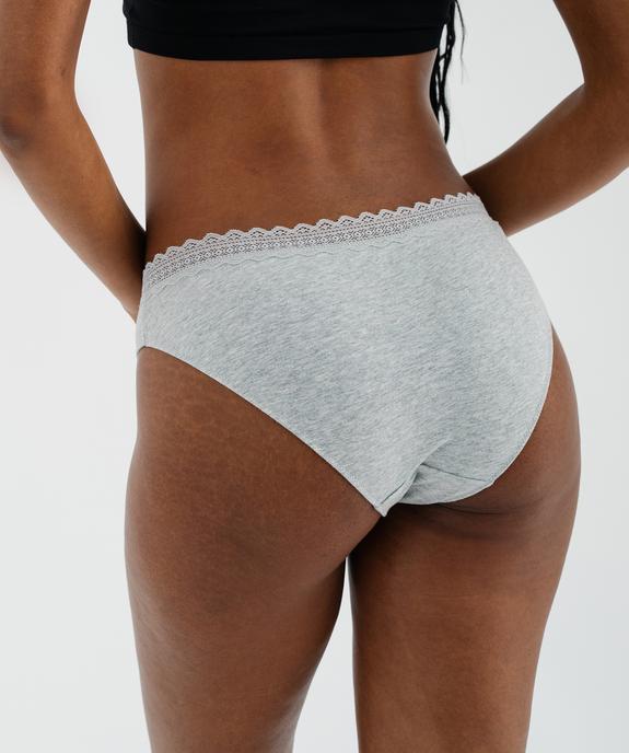 Culotte en coton stretch à ceinture dentelle élastique femme (lot de 2) vue3 - GEMO 4G FEMME - GEMO