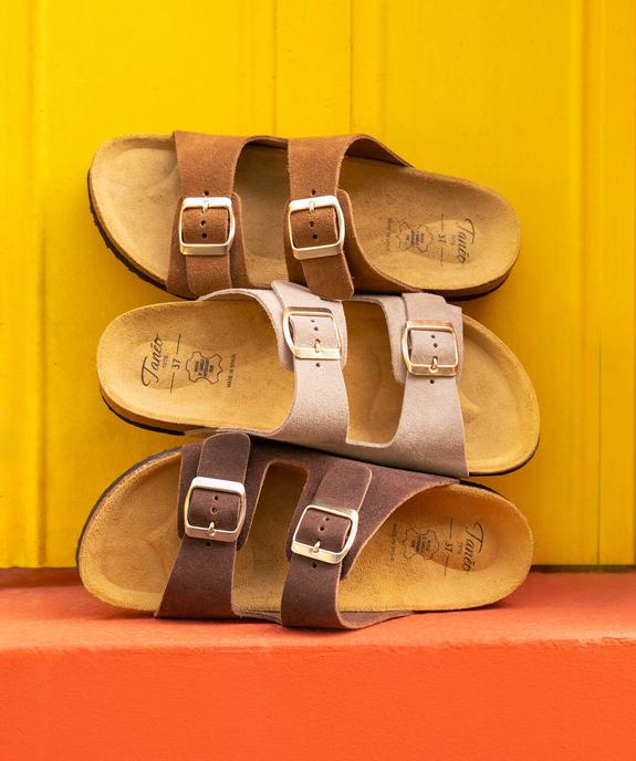 Sandales mules en cuir à semelle anatomique femme - Tanéo vue6 - TANEO - GEMO