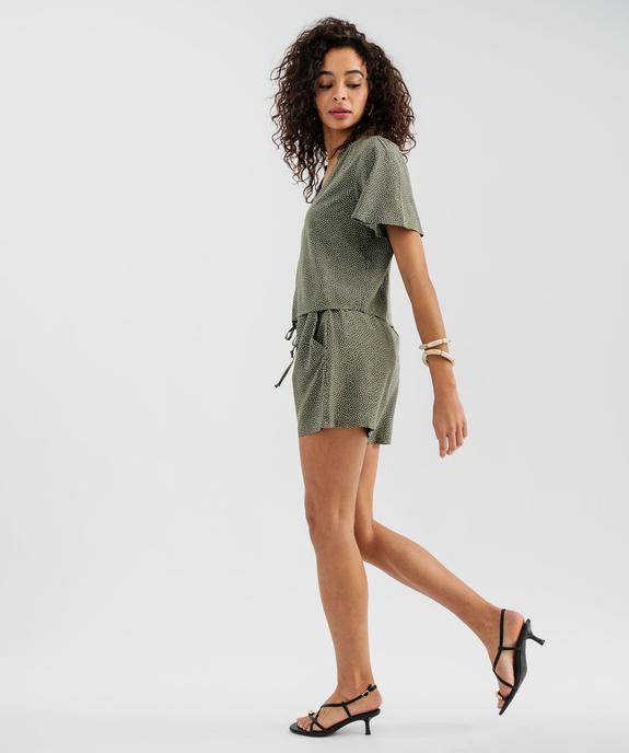 Blouse manches courtes en viscose fluide imprimée femme vue4 - GEMO 4G FEMME - GEMO