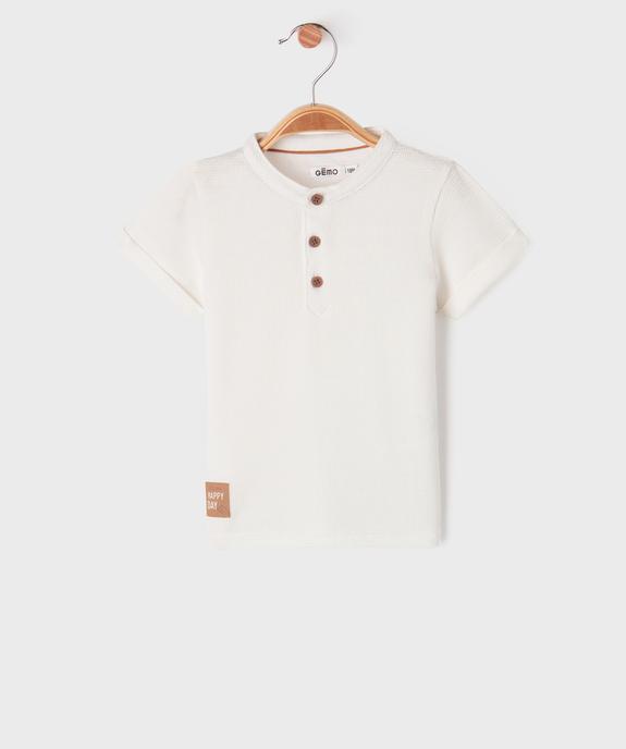 Tee-shirt manches courtes à col tunisien en maille nid d'abeille bébé garçon vue4 - GEMO(BEBE DEBT) - GEMO