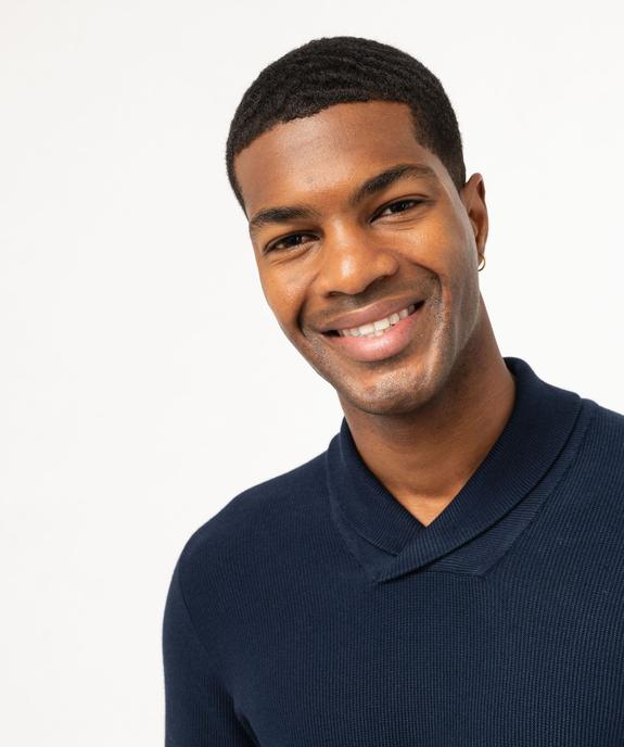 Pull col châle en fine maille côtelée homme vue10 - GEMO 4G HOMME - GEMO