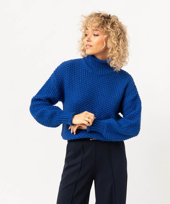 Pull à col montant en maille fantaisie femme vue1 - GEMO(FEMME PAP) - GEMO