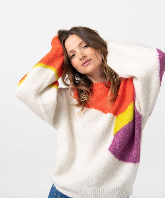 Pull femme multicolore en grosse maille vue5 - GEMO 4G FEMME - GEMO