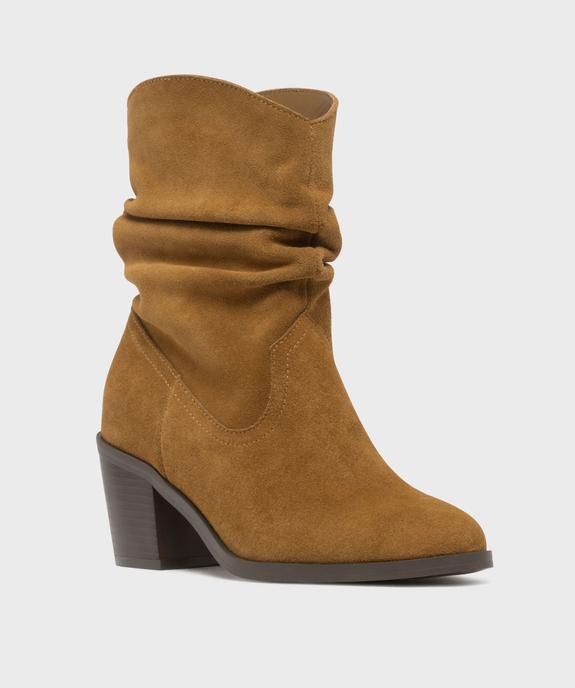 Boots dessus cuir velours avec tige plissée femme - Tanéo - TANEO Boots dessus cuir velours avec tige plissée femme - Tanéo vue3 - TANEO - GEMO