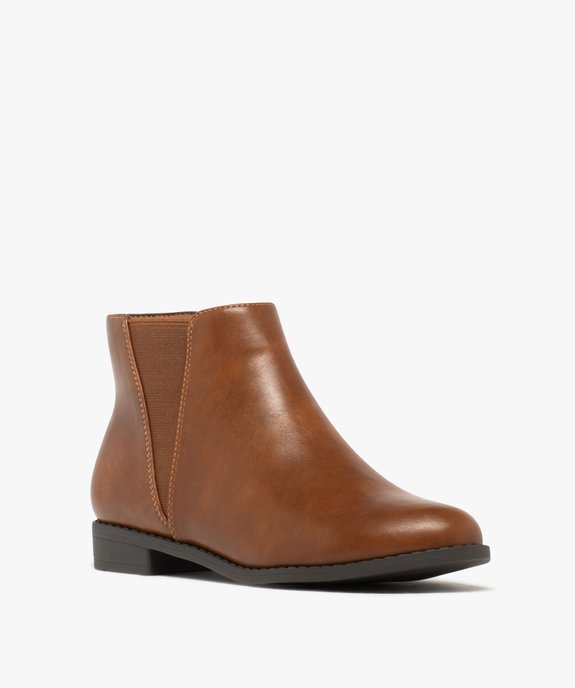 Bottines femme unies à talon plat style Chelsea   vue3 - VALENTINA BALDA - GEMO