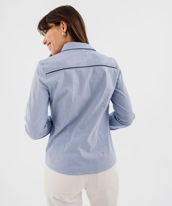 Chemise femme rayée coupe ajustée en coton stretch vue7 - GEMO(FEMME PAP) - GEMO