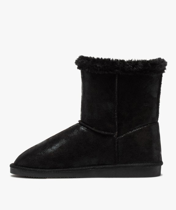 Boots fourrées femme à talon plat unies à détails brillants vue3 - GEMO (CASUAL) - GEMO