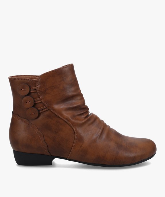 Bottines femme unies à talon plat et dessus drapé vue1 - G'FLEX - GEMO