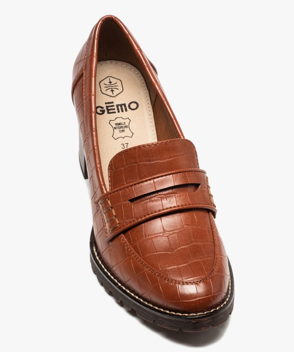 Mocassins femme à talon carré imitation croco vue5 - GEMO(URBAIN) - GEMO