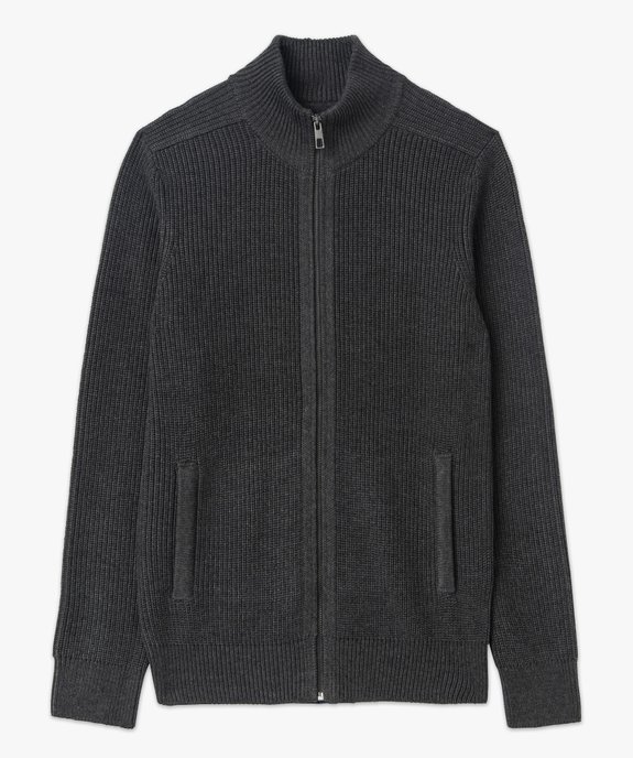Gilet en maille côtelée à col montant homme vue4 - GEMO (HOMME) - GEMO