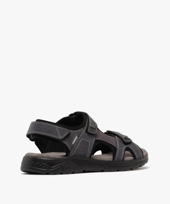 Sandales confort en cuir fermeture 3 scratchs homme vue4 - G'FLEX - GEMO