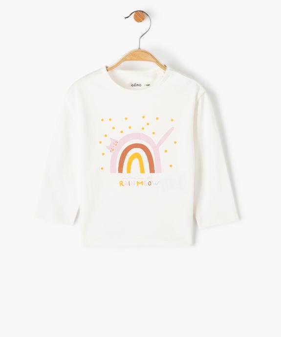 Tee-shirt bébé fille à manches longues imprimé à fentes latérales vue1 - GEMO(URBAIN) - GEMO