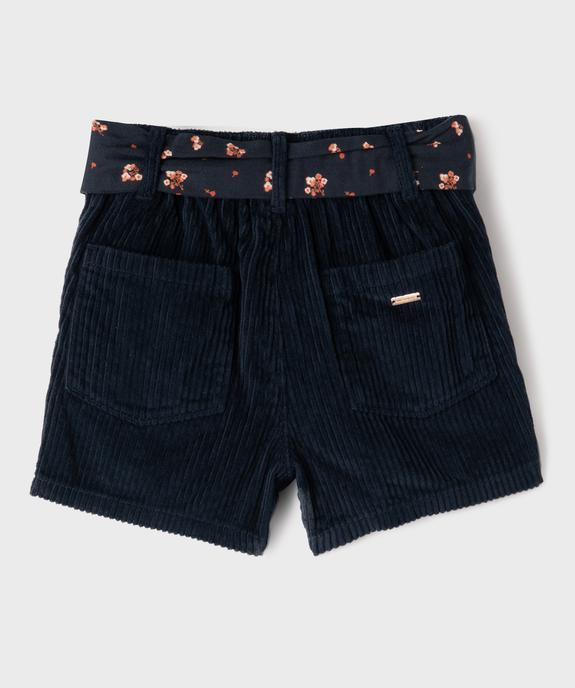 Short en velours côtelé à taille haute et ceinture à nouer fille - LuluCastagnette vue3 - LULUCASTAGNETTE - GEMO