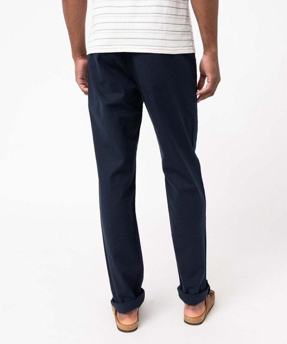 Pantalon homme coupe chino en lin mélangé vue3 - GEMO 4G HOMME - GEMO