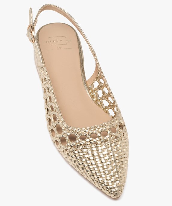 Chaussures à bout pointu et talon ouvert en tressage doré femme vue5 - FOLLOW ME - GEMO