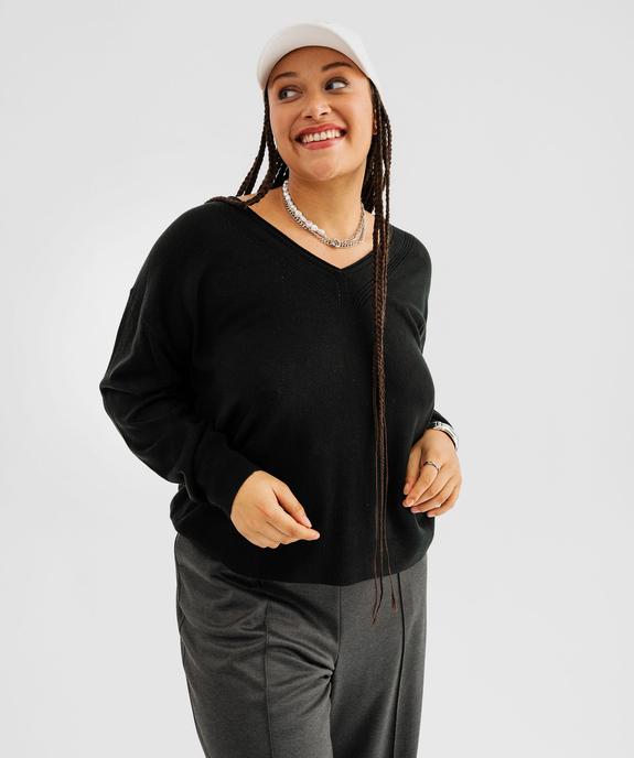 Pull col V en maille fine femme grande taille vue2 - GEMO (G TAILLE) - GEMO